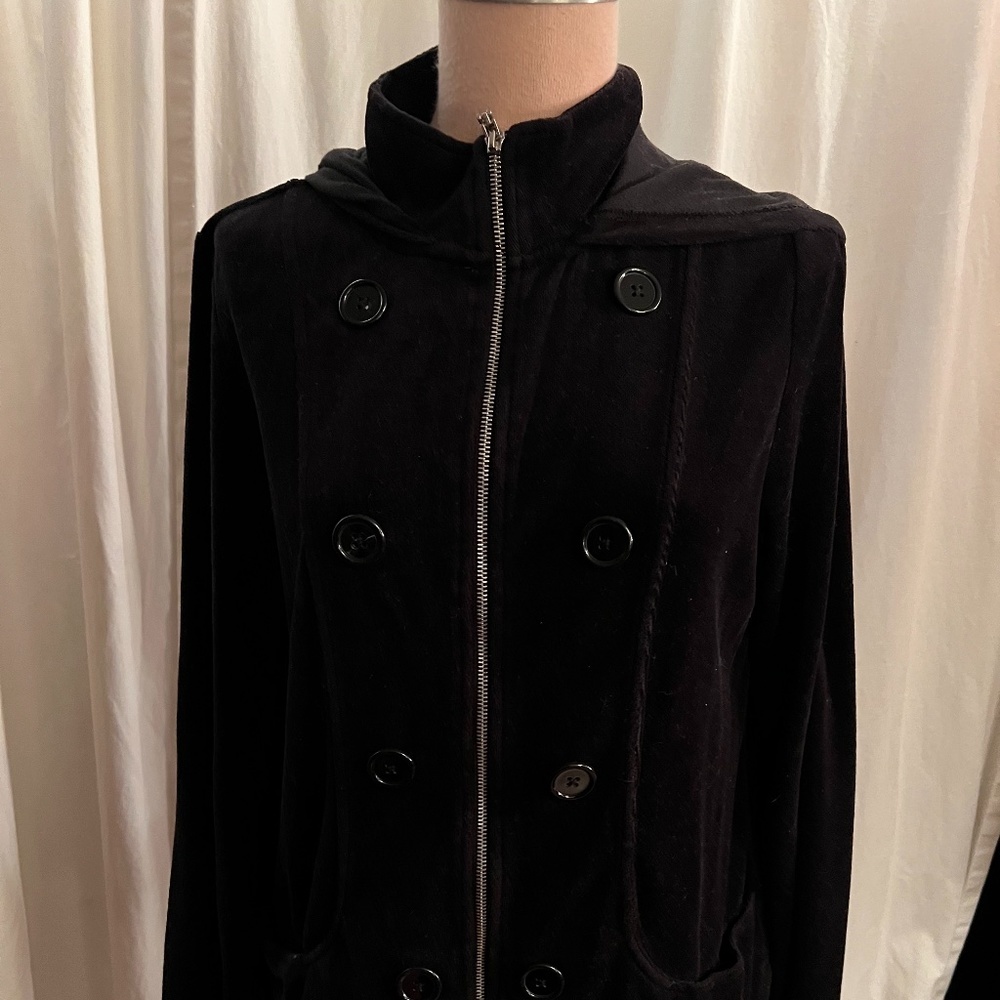 Style & Co. Sport Large Velvet Hooded Zip up Jacket